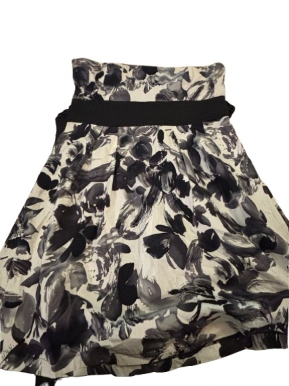 Vintage Poet Black and White Brushstroke Floral A-Line Dress